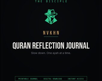 Quran Reflection Journal PDF | Daily Study Log + Ayah Reflection Pages | Islamic Journal | Digital Download