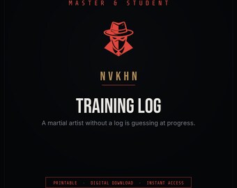 Martial Arts Training Log PDF | Session Tracker + Monthly Review | BJJ MMA Wing Chun | Digital Download