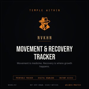 Suivi des mouvements et de la récupération (PDF) | Carnet d'entraînement + Planificateur de jours de repos | Journal de fitness | Suivi des exercices | Téléchargement numérique image 1