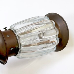 Vintage COPPER Ceiling Light Fixture, Wavy Glass Center Outdoor Indoor Arts Crafts Mid Century Design - Hall Light Mounted image 8