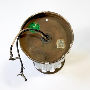 Vintage COPPER Ceiling Light Fixture, Wavy Glass Center Outdoor Indoor Arts Crafts Mid Century Design - Hall Light Mounted image 6