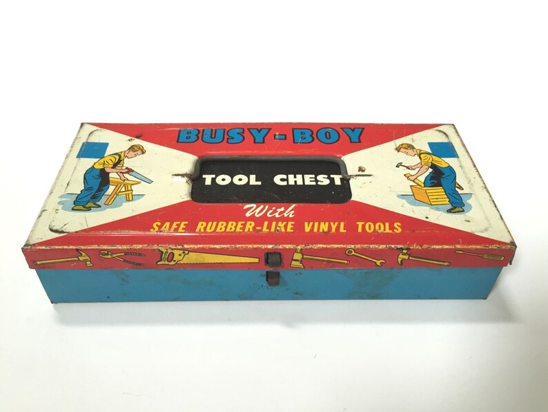 VINTAGE Busy Boy Tool Chest Box Metal Toy Box Boys Room Etsy