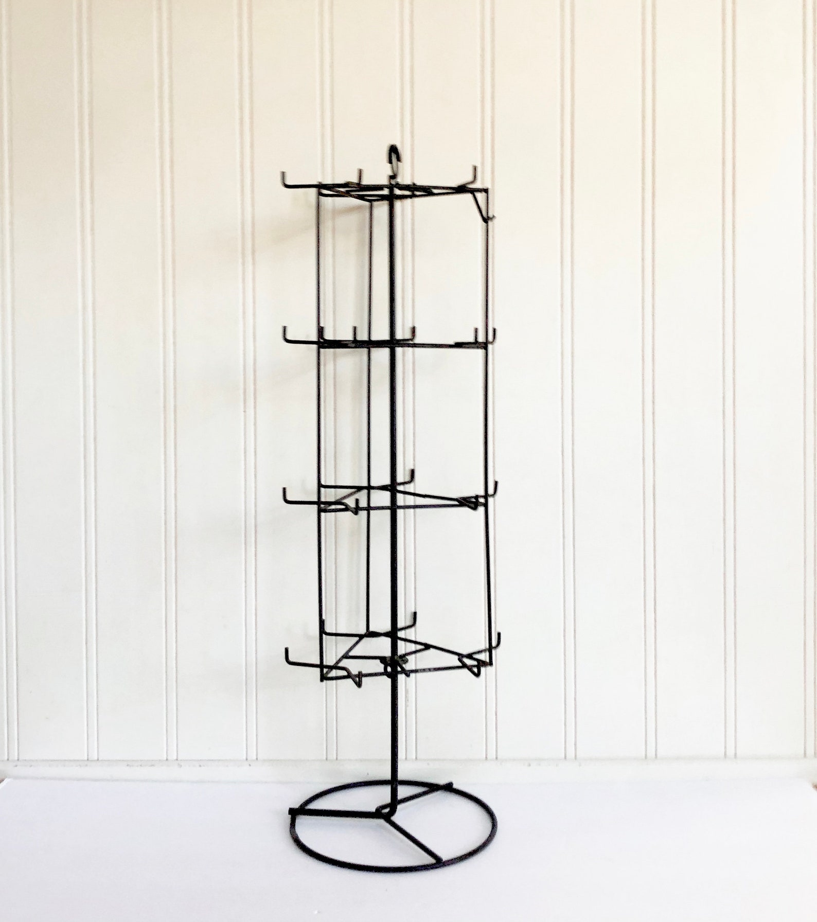 VINTAGE Jewelry HOLDER Black Metal Wire Stand Vintage Etsy