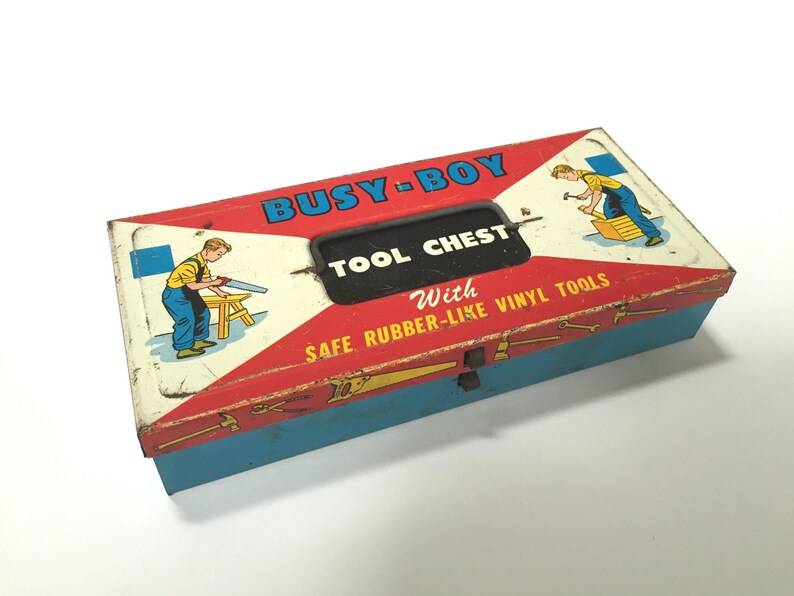 VINTAGE Busy Boy Tool Chest Box Metal Toy Box Boys Room Etsy