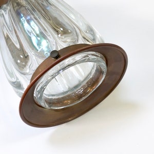 Vintage COPPER Ceiling Light Fixture, Wavy Glass Center Outdoor Indoor Arts Crafts Mid Century Design - Hall Light Mounted image 4