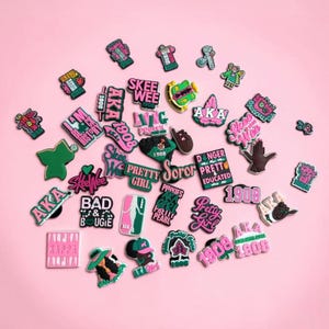 AKA Bag Charms Set of 30 Alpha Kappa Alpha Pink Green Tote Shoe Charms