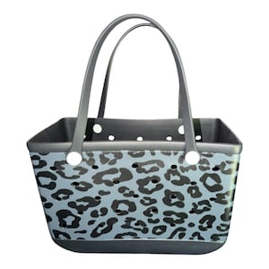 Leopard Print EVA Tote Bag Black Gray Animal Print Beach Travel Carryall