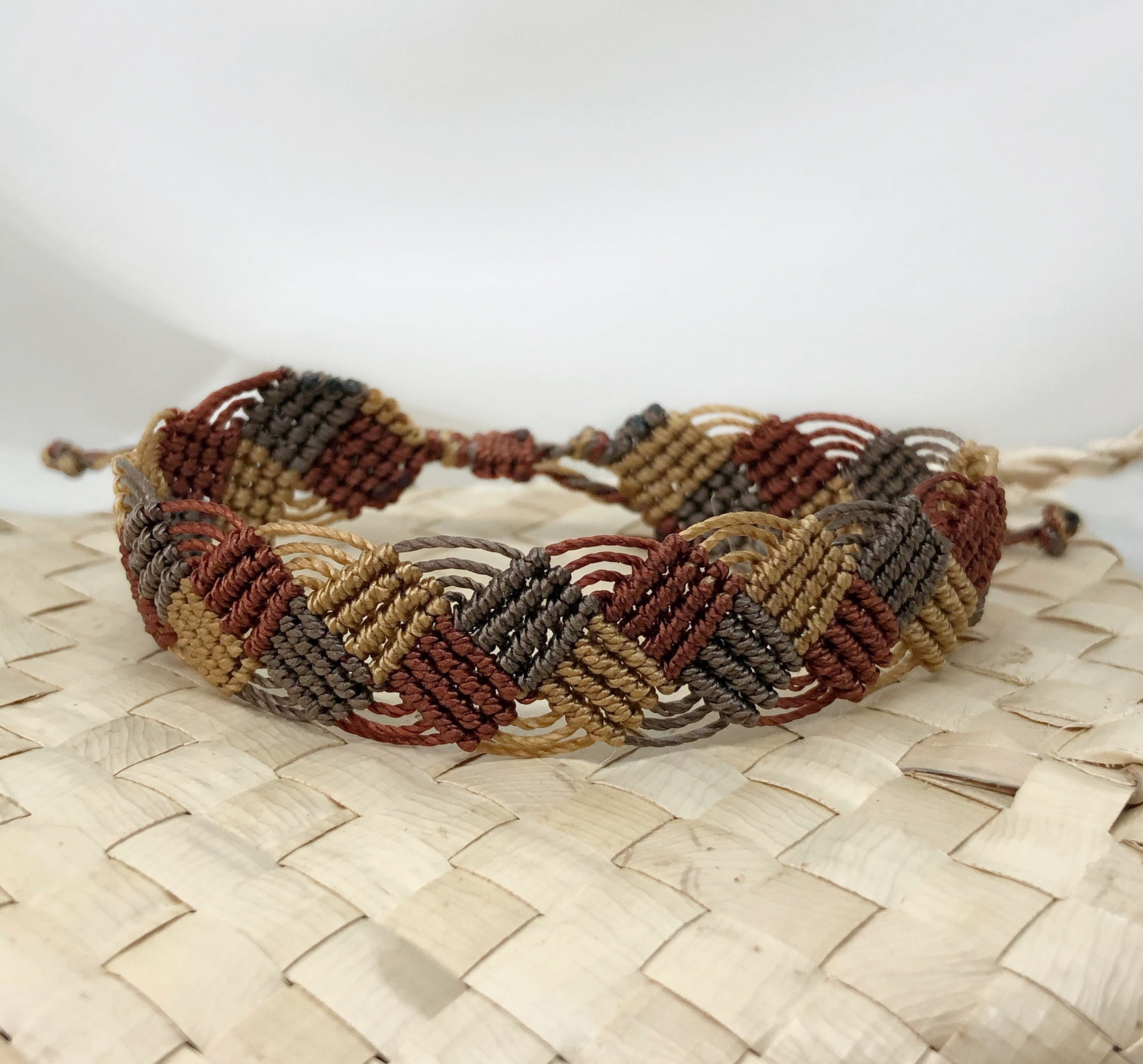 Macrame Bracelet Woven Bracelet Brown Cord Jewelry Unique | Etsy