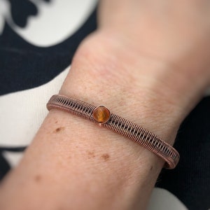 Natural Orange Carnelian Cuff Bracelet for Women