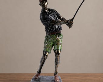 Golfer Sculpture Resin Figurine Golf Decor Office Tabletop Statue Sports Gift Man Cave Display Collectible
