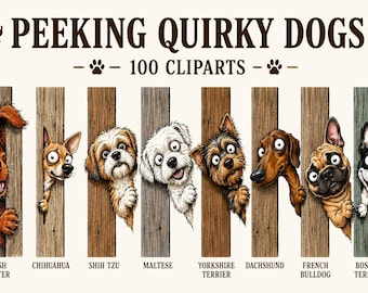 Quirky Dogs gucken 100 PNG 300 DPI Chihuahua | Hunderasse Clipart | Kinderzimmer | Kommerzielle Nutzung