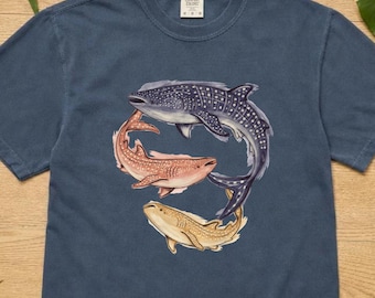 T-Shirt mit Walhai-Motiv, Aquarell-Meereslebewesen-Motiv, Comfort Colors Aquarium-Geschenkidee, Ozean-Wildtiere-Shirt