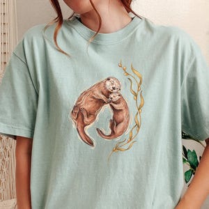 Cuddling Sea Otters Shirt, Comfort Colors® Marine Life Tee, Cute Animal Tee, Aquarium Shirt, Otter Gifts for Ocean Lovers, New Mom Gift
