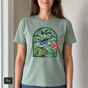 Poison Dart Frog Shirt, Comfort Colors® Naturalist Science Tee, Blue Rainforest Frog Illustration, Frog Lover Gift, Biology Teacher Gift