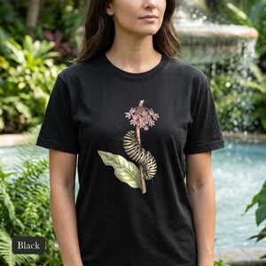 Monarch Caterpillar Shirt, Comfort Colors® Vintage Botanical Bug Tee, Cottagecore Insect Tshirt, Butterfly Garden Gift, Science Teacher Gift