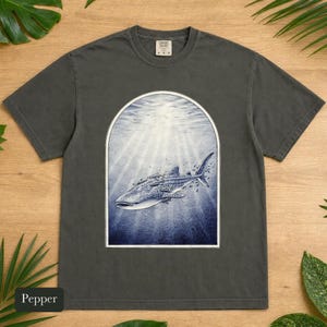 Whale Shark Shirt, Comfort Colors® Vintage Nature Tee, Deep Sea Marine Life Illustration, Marine Biologist Gift, Aquarium Shirt