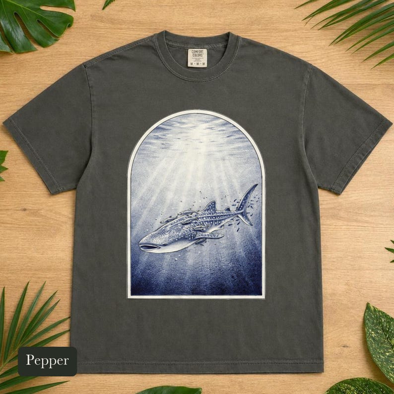 Whale Shark Shirt, Comfort Colors® Vintage Nature Tee, Deep Sea Marine Life Illustration, Marine Biologist Gift, Aquarium Shirt