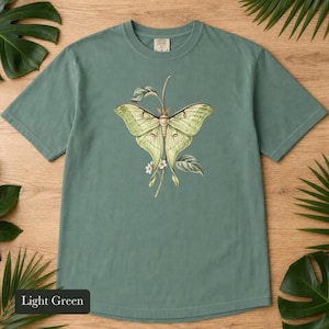 Luna Moth Shirt, Comfort Colors® Vintage Moth Tee, Dark Academia Insect Tshirt, Cottagecore Botanical Tee, Moth Lover Gift