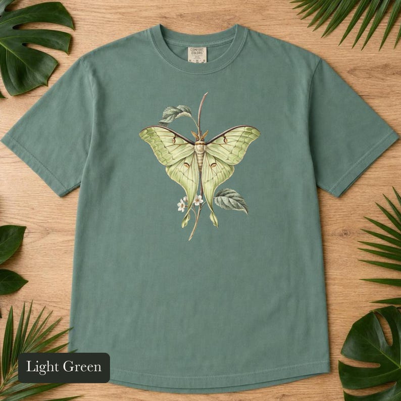 Luna Moth Shirt, Comfort Colors® Vintage Moth Tee, Dark Academia Insect Tshirt, Cottagecore Botanical Tee, Moth Lover Gift