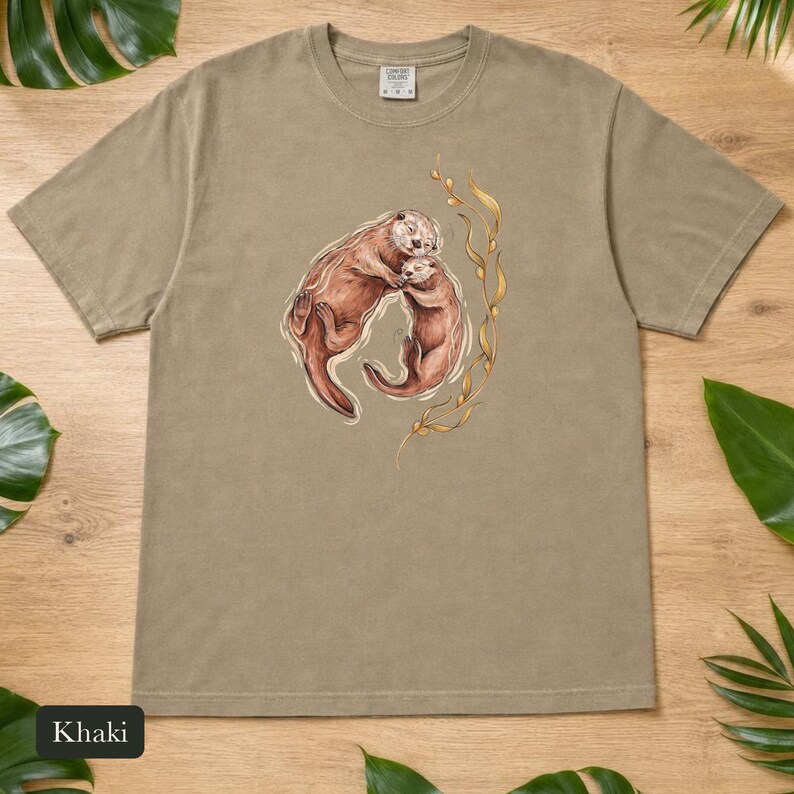 Cuddling Sea Otters Shirt, Comfort Colors® Marine Life Tee, Cute Animal Tee, Aquarium Shirt, Otter Gifts for Ocean Lovers, New Mom Gift