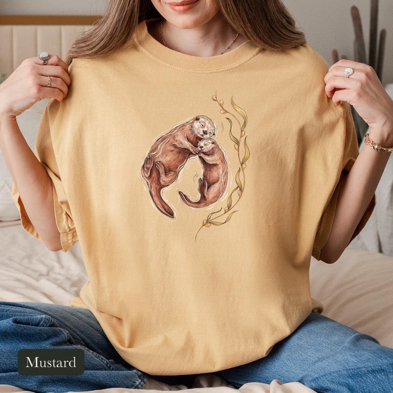 Cuddling Sea Otters Shirt, Comfort Colors® Marine Life Tee, Cute Animal Tee, Aquarium Shirt, Otter Gifts for Ocean Lovers, New Mom Gift