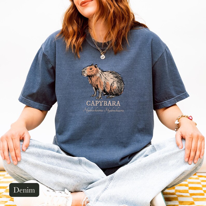 Ink Sketch Capybara Shirt, Comfort Colors® Animal Graphic Tee, Weird Animal Shirt, Capybara Gift for Zookeepers, Animal Lover Gift