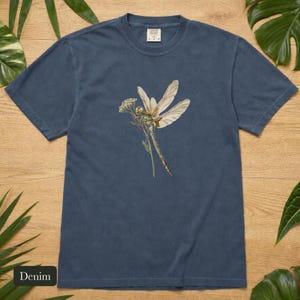 Dragonfly Shirt, Comfort Colors® Entomology Tee, Cottage Core Wildflower Graphic Tee, Bug Lover Gift, Vintage Botanical Insect Illustration