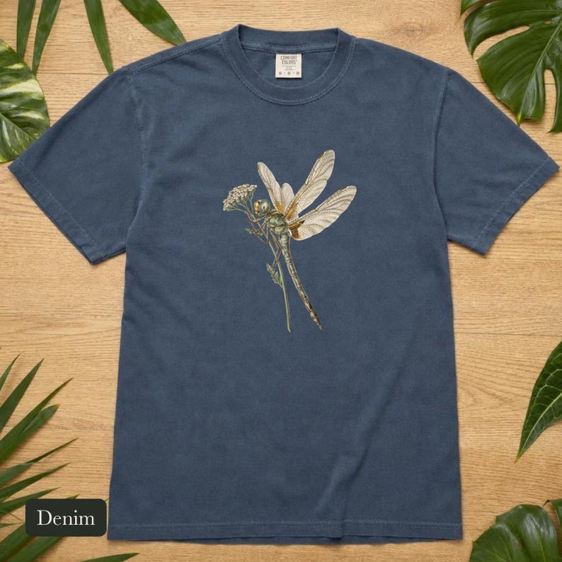 Dragonfly Shirt, Comfort Colors® Entomology Tee, Cottage Core Wildflower Graphic Tee, Bug Lover Gift, Vintage Botanical Insect Illustration