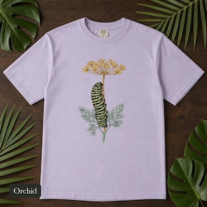 Black Swallowtail Caterpillar Shirt, Comfort Colors® Botanical Tee, Cottagecore Butterfly Shirt, Gardening Gift, Nature Lover Gift