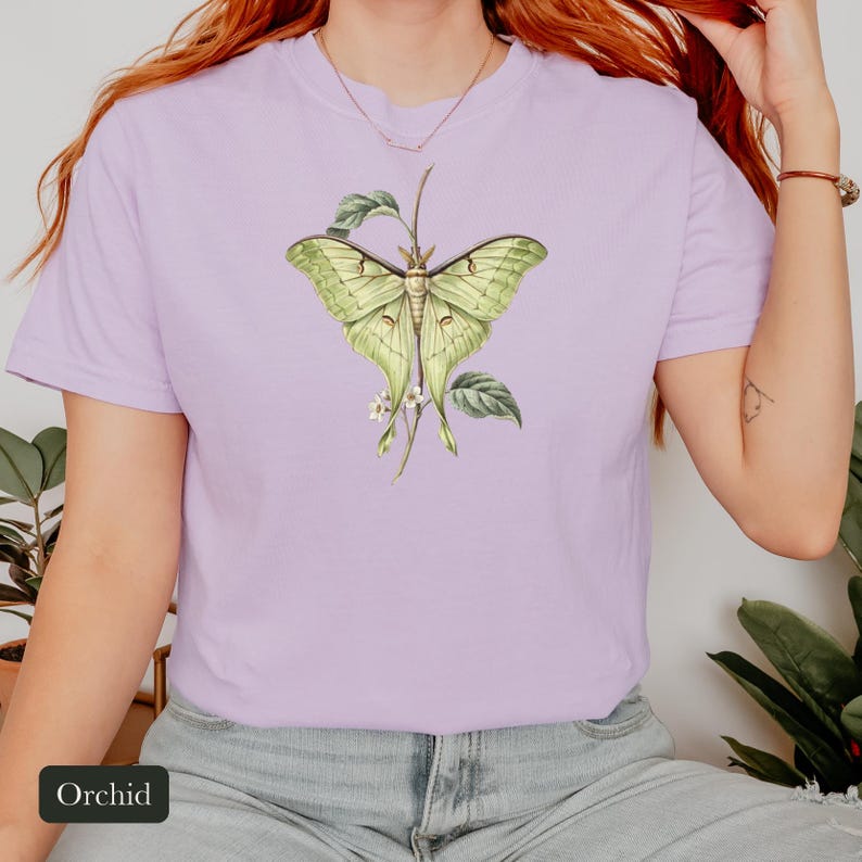 Luna Moth Shirt, Comfort Colors® Vintage Moth Tee, Dark Academia Insect Tshirt, Cottagecore Botanical Tee, Moth Lover Gift