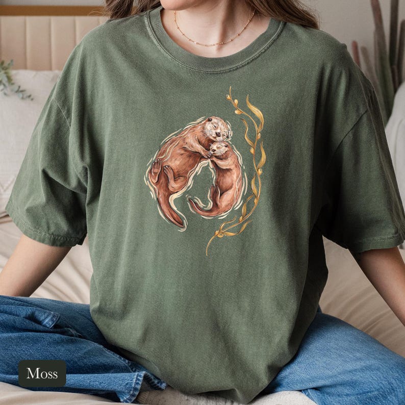 Cuddling Sea Otters Shirt, Comfort Colors® Marine Life Tee, Cute Animal Tee, Aquarium Shirt, Otter Gifts for Ocean Lovers, New Mom Gift