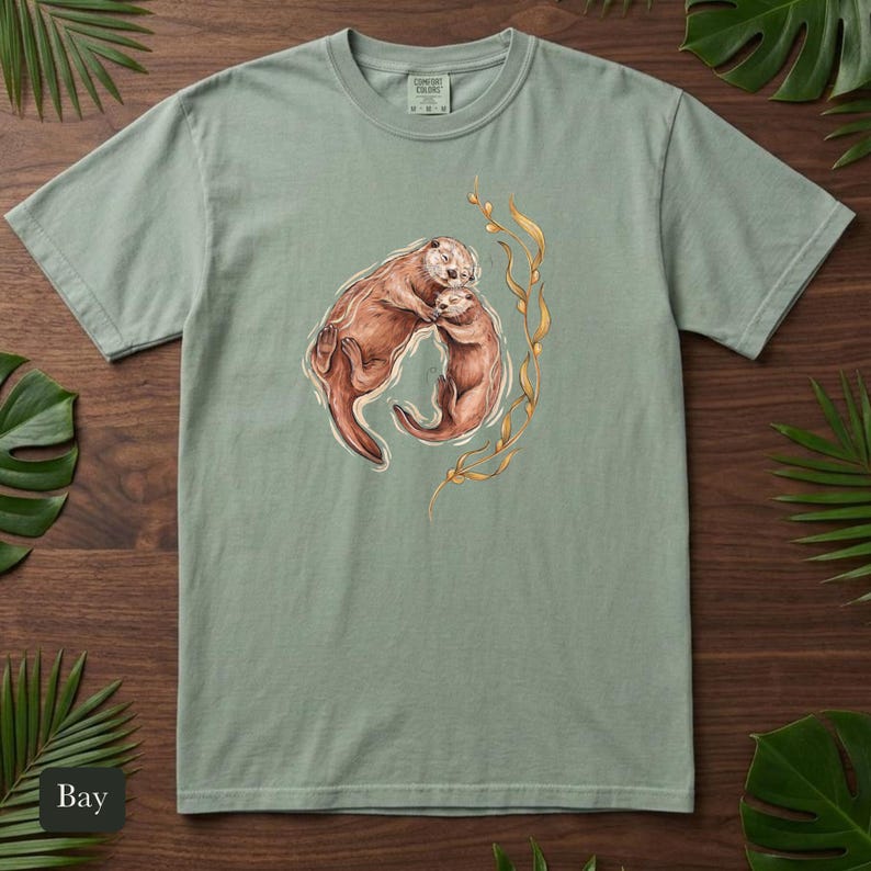 Cuddling Sea Otters Shirt, Comfort Colors® Marine Life Tee, Cute Animal Tee, Aquarium Shirt, Otter Gifts for Ocean Lovers, New Mom Gift
