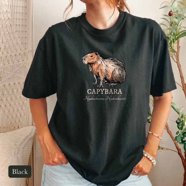 Ink Sketch Capybara Shirt, Comfort Colors® Animal Graphic Tee, Weird Animal Shirt, Capybara Gift for Zookeepers, Animal Lover Gift
