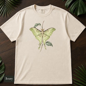 Luna Moth Shirt, Comfort Colors® Vintage Moth Tee, Dark Academia Insect Tshirt, Cottagecore Botanical Tee, Moth Lover Gift