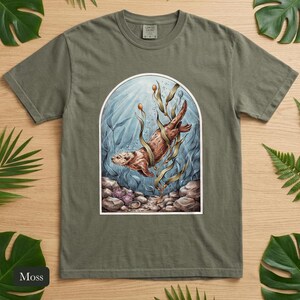 Sea Otter Shirt, Comfort Colors® Sea Life Tee, Coastal Aesthetic Ocean Illustration for Otter Lovers, Aquarium Shirt, Marine Biology Gift