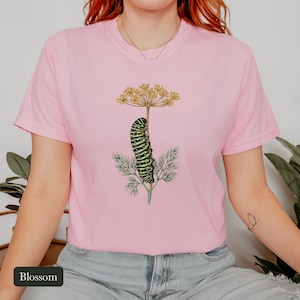 Black Swallowtail Caterpillar Shirt, Comfort Colors® Botanical Tee, Cottagecore Butterfly Shirt, Gardening Gift, Nature Lover Gift