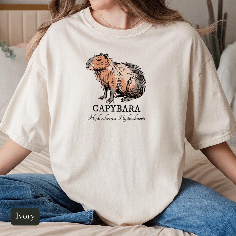 Ink Sketch Capybara Shirt, Comfort Colors® Animal Graphic Tee, Weird Animal Shirt, Capybara Gift for Zookeepers, Animal Lover Gift