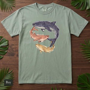 Whale Shark Shirt, Three Gentle Giants, Comfort Colors®, Watercolor Marine Life Design, Ocean Lover Gift, Spotted Shark Illustration