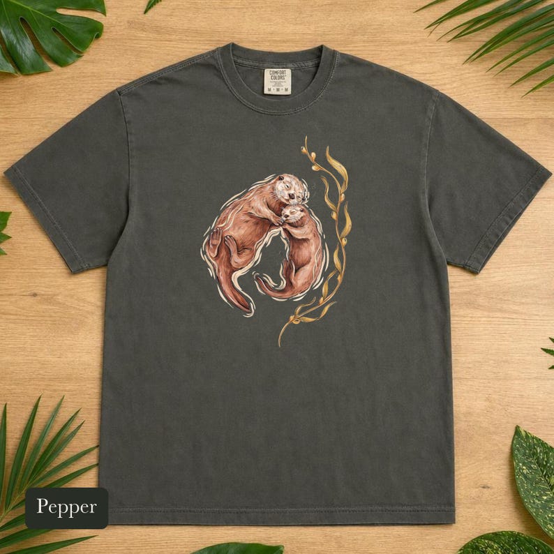 Cuddling Sea Otters Shirt, Comfort Colors® Marine Life Tee, Cute Animal Tee, Aquarium Shirt, Otter Gifts for Ocean Lovers, New Mom Gift
