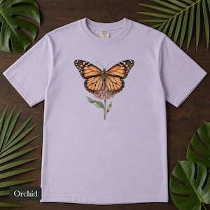 Monarch Butterfly Shirt, Comfort Colors® Cottagecore Wildflower Tee, Botanical Insect Shirt, Butterfly Garden Gift, Entomology Gift