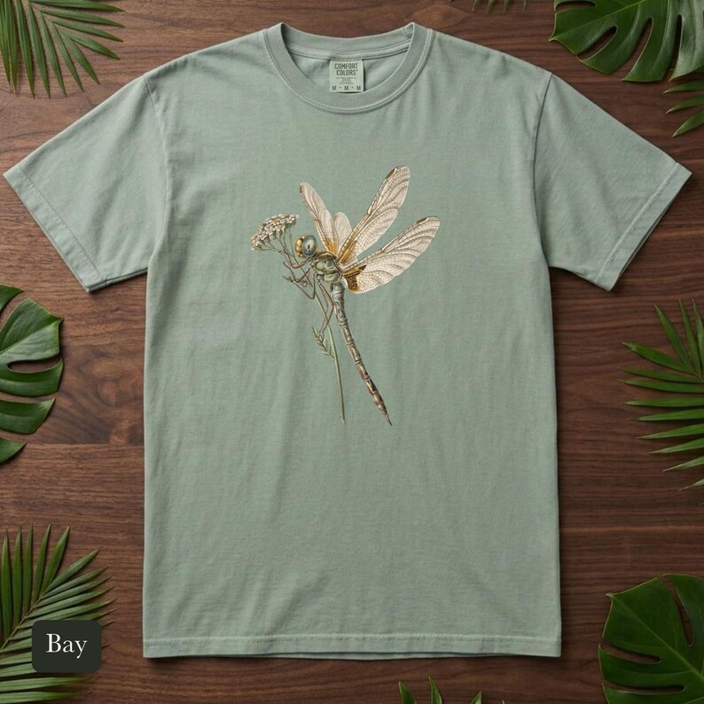 Dragonfly Shirt, Comfort Colors® Entomology Tee, Cottage Core Wildflower Graphic Tee, Bug Lover Gift, Vintage Botanical Insect Illustration