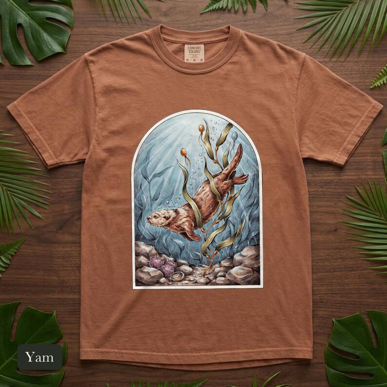 Sea Otter Shirt, Comfort Colors® Sea Life Tee, Coastal Aesthetic Ocean Illustration for Otter Lovers, Aquarium Shirt, Marine Biology Gift