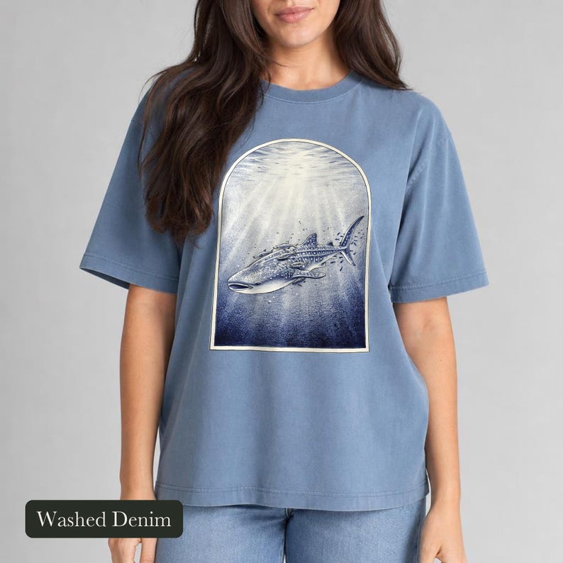 Whale Shark Shirt, Comfort Colors® Vintage Nature Tee, Deep Sea Marine Life Illustration, Marine Biologist Gift, Aquarium Shirt
