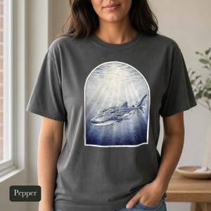 Whale Shark Shirt, Comfort Colors® Vintage Nature Tee, Deep Sea Marine Life Illustration, Marine Biologist Gift, Aquarium Shirt
