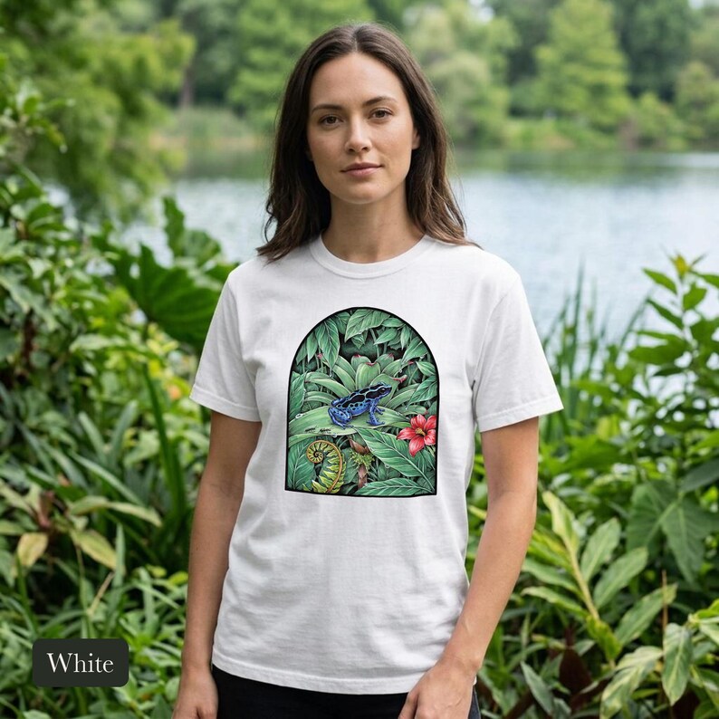 Poison Dart Frog Shirt, Comfort Colors® Naturalist Science Tee, Blue Rainforest Frog Illustration, Frog Lover Gift, Biology Teacher Gift