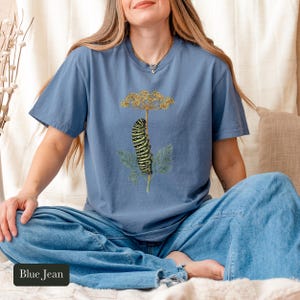 Black Swallowtail Caterpillar Shirt, Comfort Colors® Botanical Tee, Cottagecore Butterfly Shirt, Gardening Gift, Nature Lover Gift
