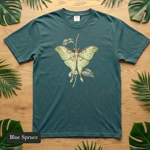 Luna Moth Shirt, Comfort Colors® Vintage Moth Tee, Dark Academia Insect Tshirt, Cottagecore Botanical Tee, Moth Lover Gift