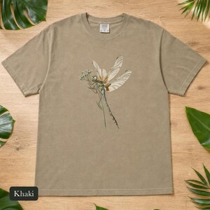 Dragonfly Shirt, Comfort Colors® Entomology Tee, Cottage Core Wildflower Graphic Tee, Bug Lover Gift, Vintage Botanical Insect Illustration