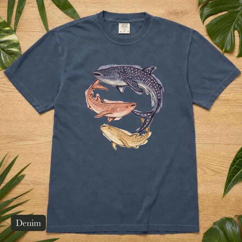 Whale Shark Shirt, Three Gentle Giants, Comfort Colors®, Watercolor Marine Life Design, Ocean Lover Gift, Spotted Shark Illustration