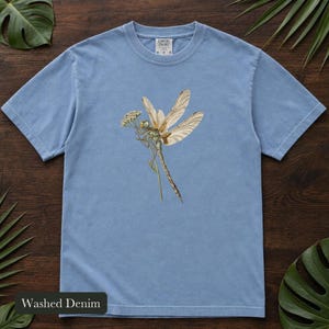 Dragonfly Shirt, Comfort Colors® Entomology Tee, Cottage Core Wildflower Graphic Tee, Bug Lover Gift, Vintage Botanical Insect Illustration